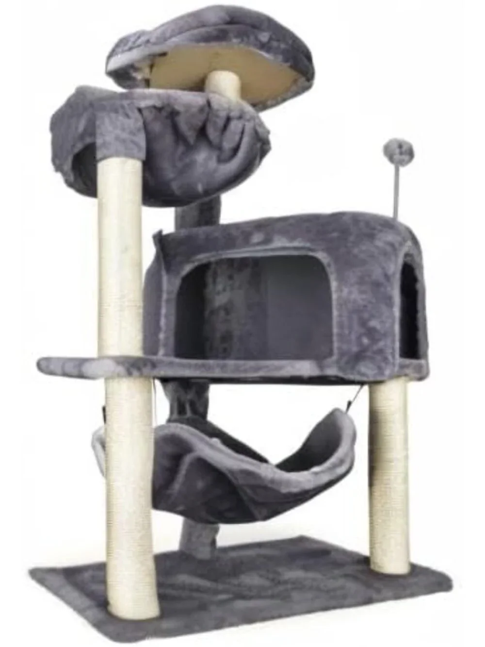 Cozy Cat Tree with Condo & Large Hammock - Grey, Perfect for Play & Relaxation